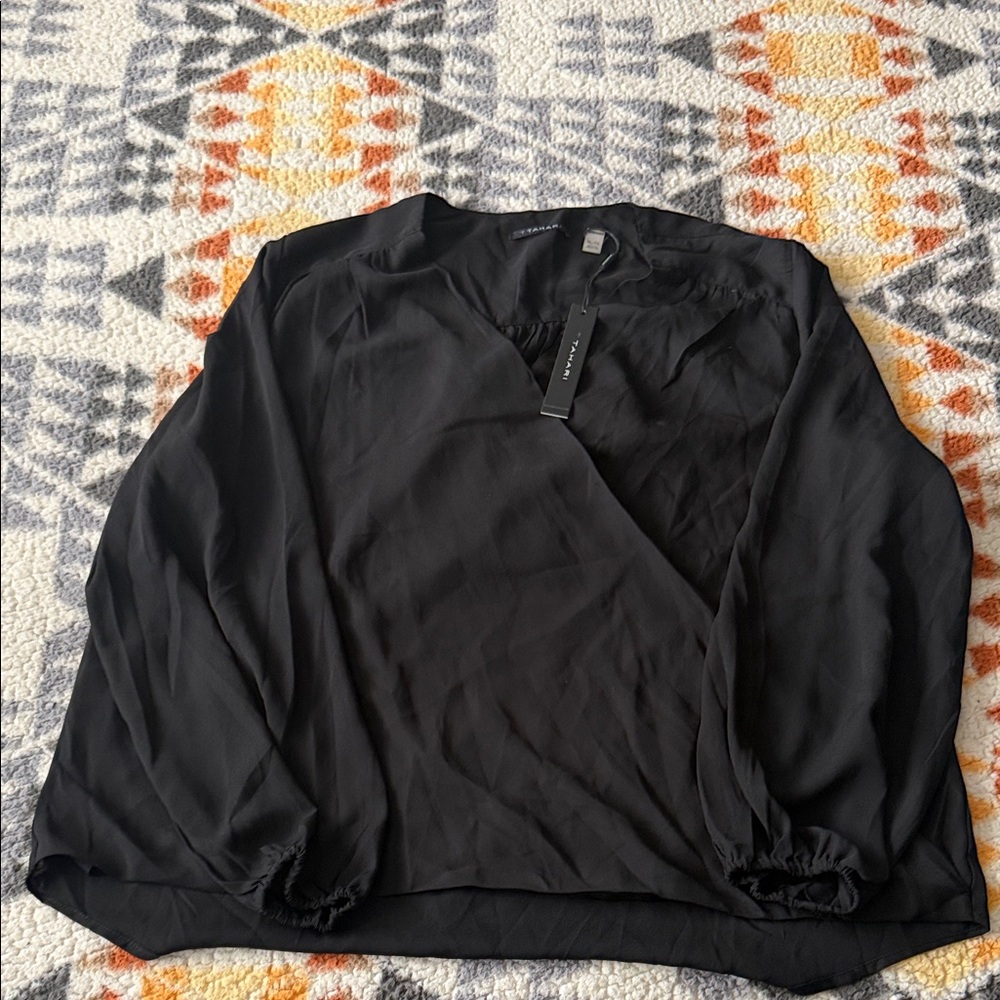 T Tahari Black Blouse